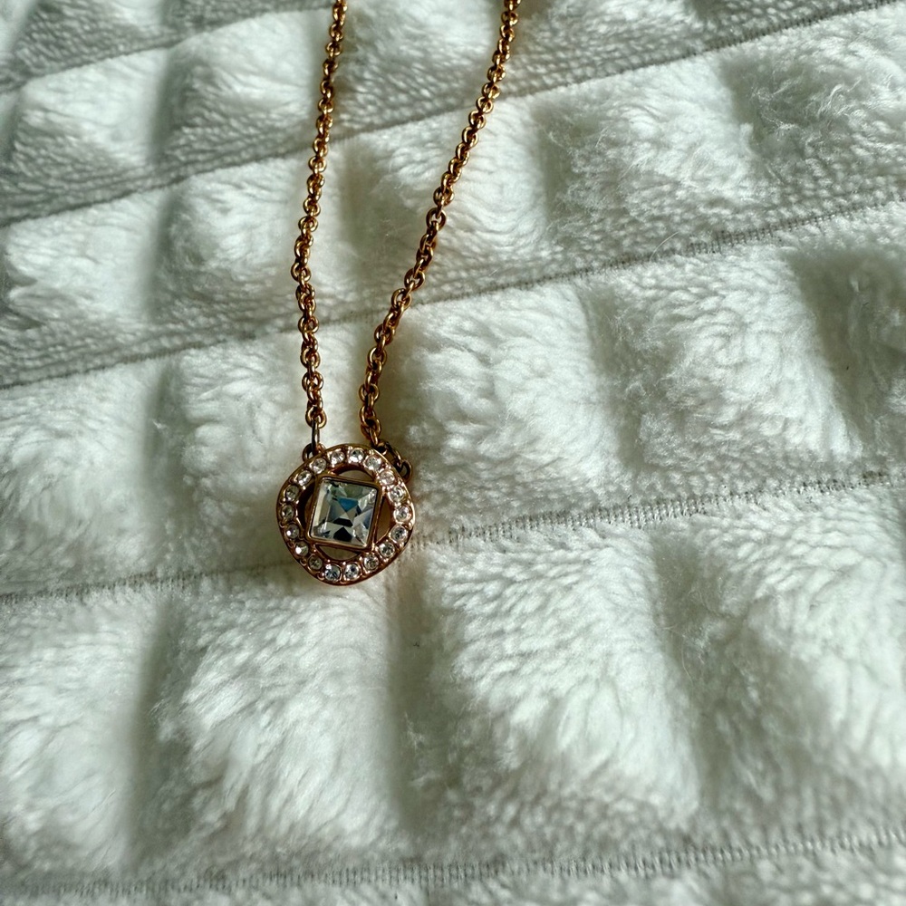 Swarovski Gold Crystal Halo Necklace